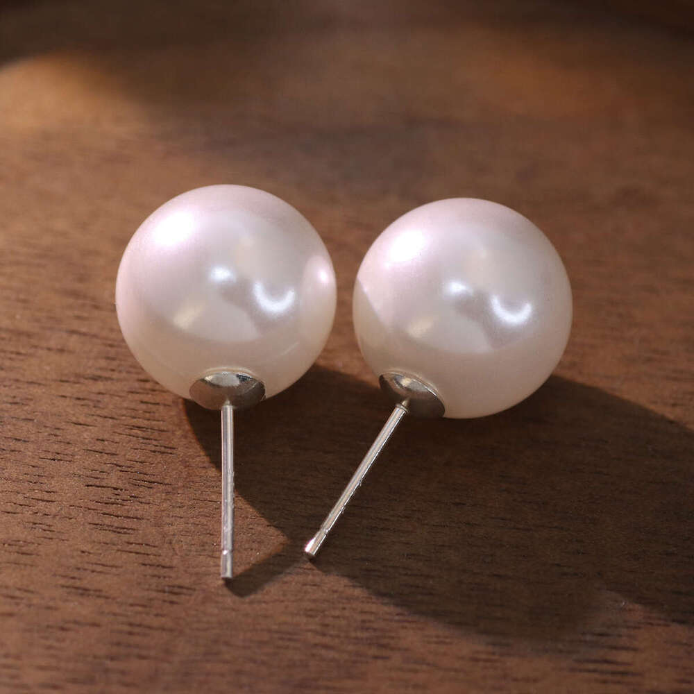 S Pure Sier Needle 8-12 High Imitation Shijia Pearl for Women, Light , High-End Feel, Versatile Accessories, Elegant Earrings