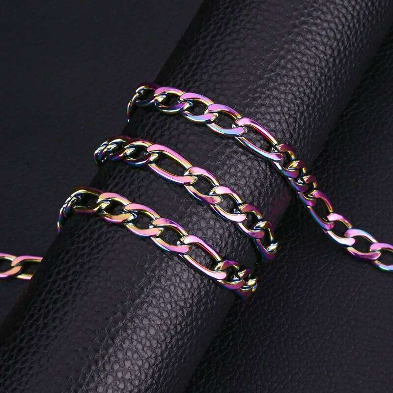 BAECYT 3/4/5/6/7/8mm Stainless Steel plating gold sier black Figaro Chain Necklaces For Women Men Long Collar hoker Wholesale