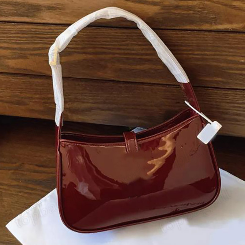 Burgundy designer bag luxury women handbag hobo bag patent leather underarm shoulder bag black cherry red purse