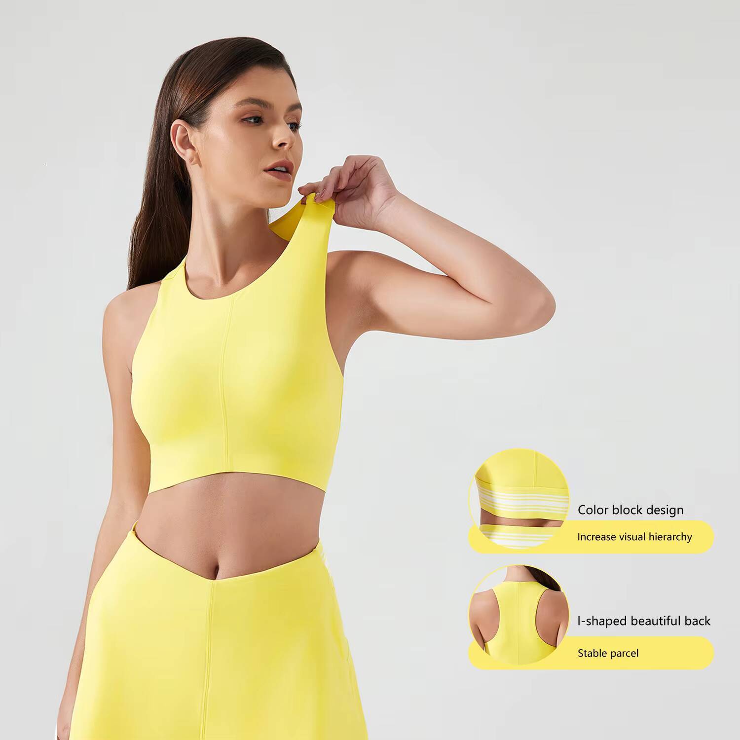 Custom Womens NudeFeel Yoga Bra ShockAbsorbing QuickDry Fitness Running Sports Bra LaceUp Back Design