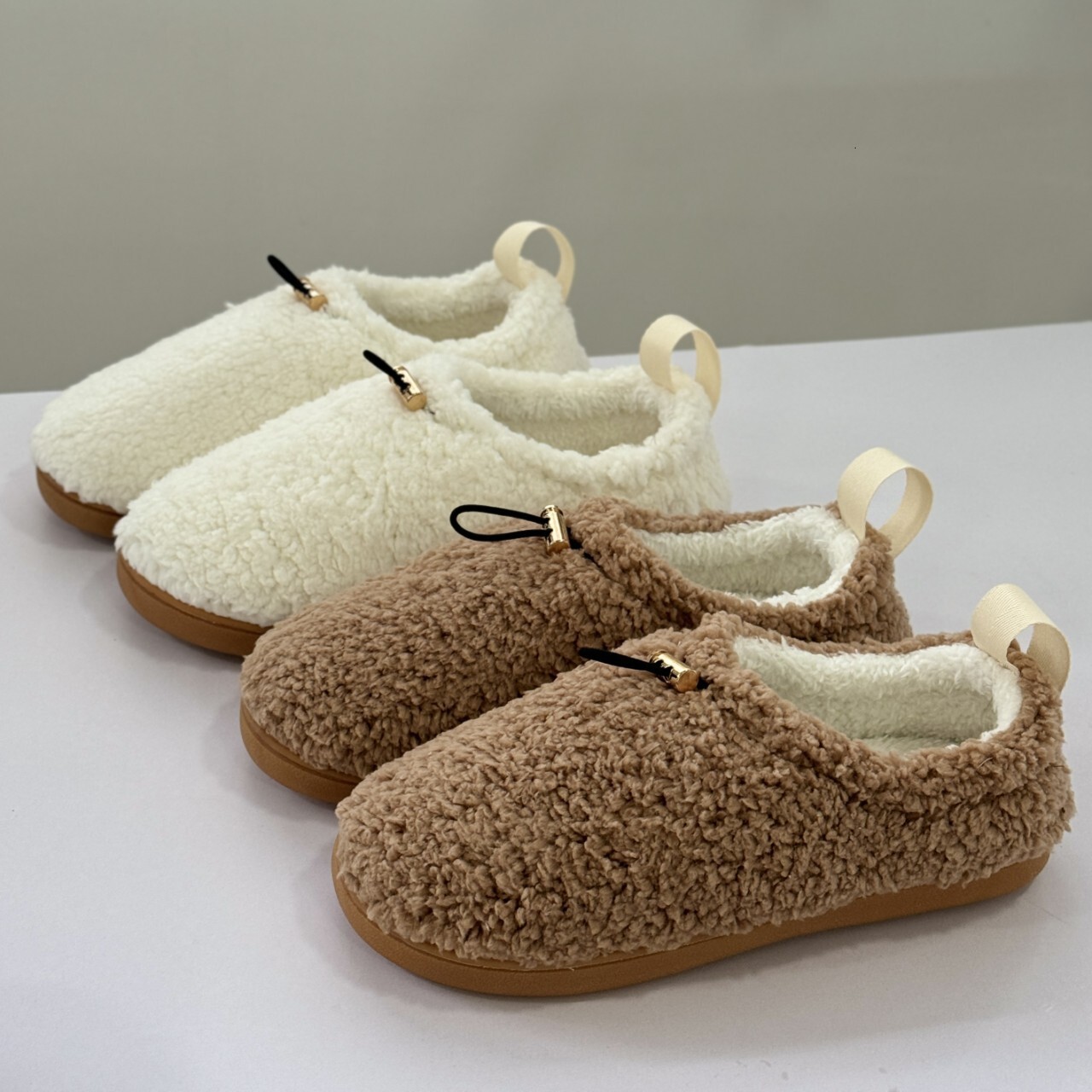 Slippers with Teddy Rope Buckle, Adjustable Full Coverage, Autumn and Winter Cotton Shoes for Outdoor Wear ddmymarket