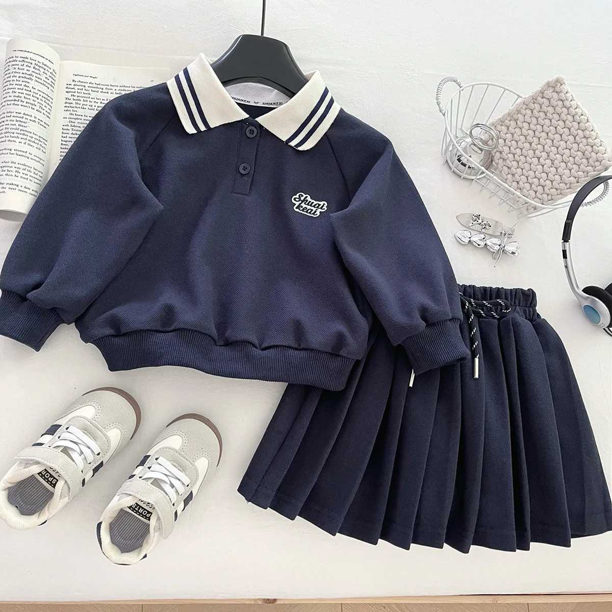 Girls Set 2025 Spring and Autumn New Style Set College Style Fashionable Hoodie Half Skirt Two Piece Set Sweet and Cute L2509265XCL