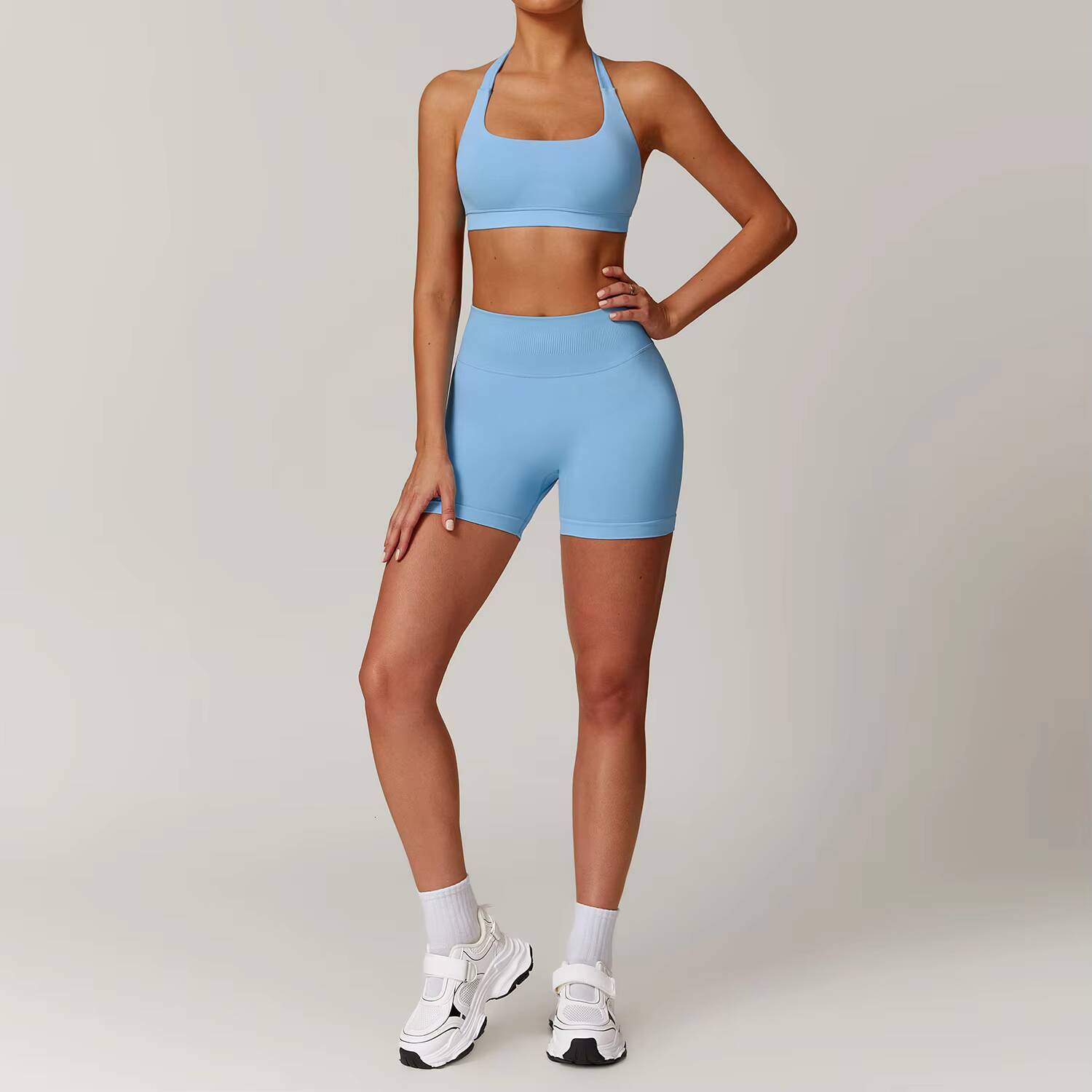 2024 New Arrival Ladys Yoga GYM Fitness Workout 2 Pieces Set Good Material Athletic Running Yoga Sportswear Quickdry Elastic