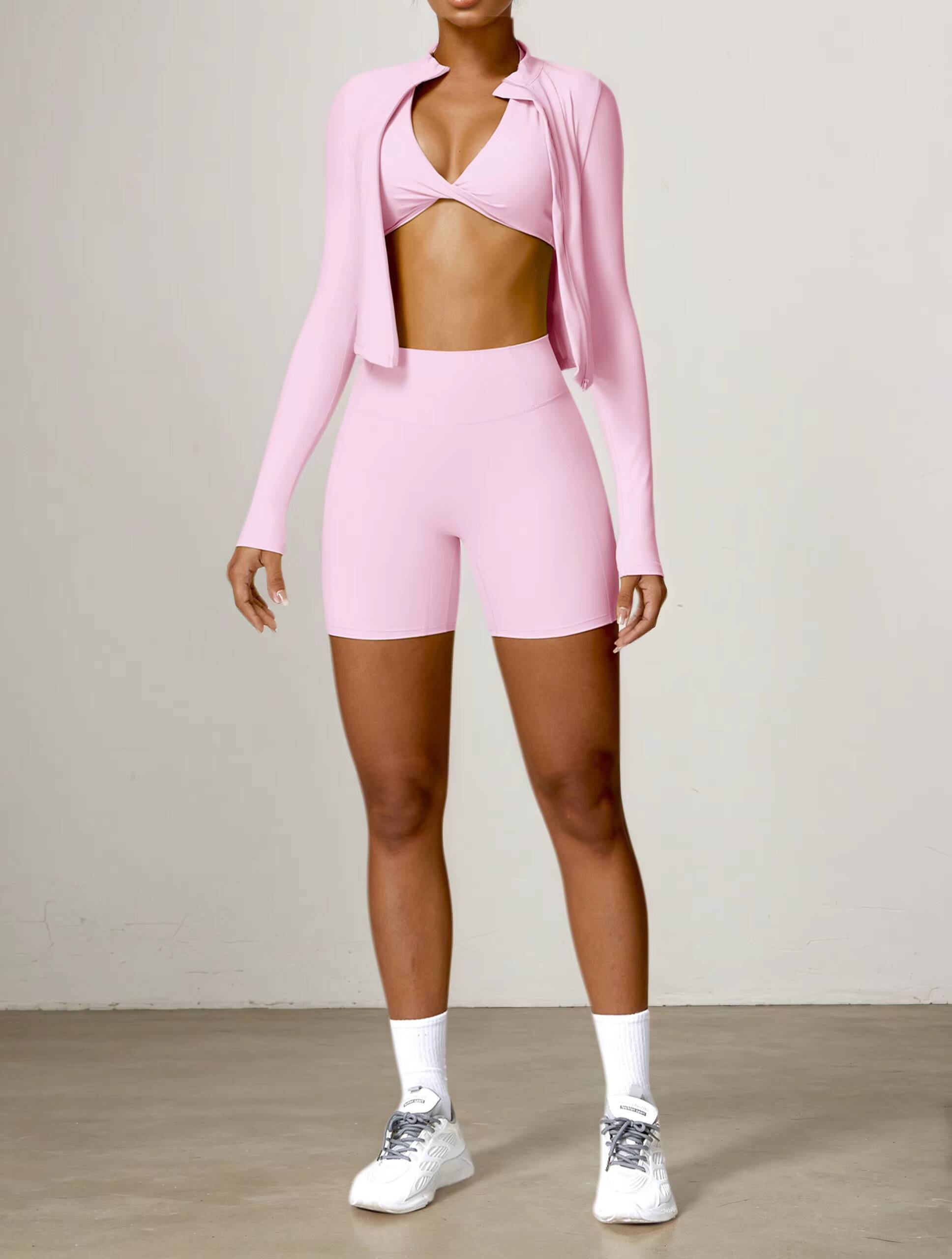 Wholesale Custom Woman Breathable Fitness Leggings Top Clothing Active Wear Yoga Bra Shorts Set Gym Fitness Set for Women