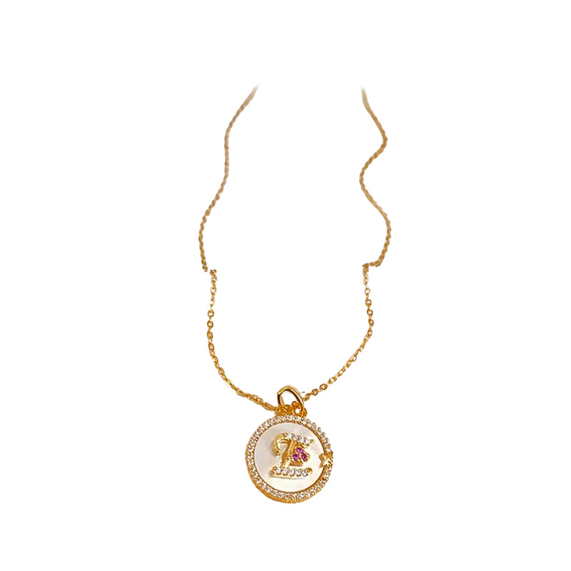 Gold - Toned Chain Necklace With Mother - Of - Pearl, Crystal Accents And Artistic Pendant Delicate Daily & Elegant Jewelry Gift For Her High - Qualit