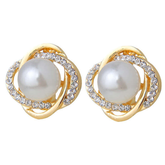 Fashionable Light Full Dia Pearl for Women Exquisite Niche Design High-end Earrings Elegant Versatile Ear Jewelry