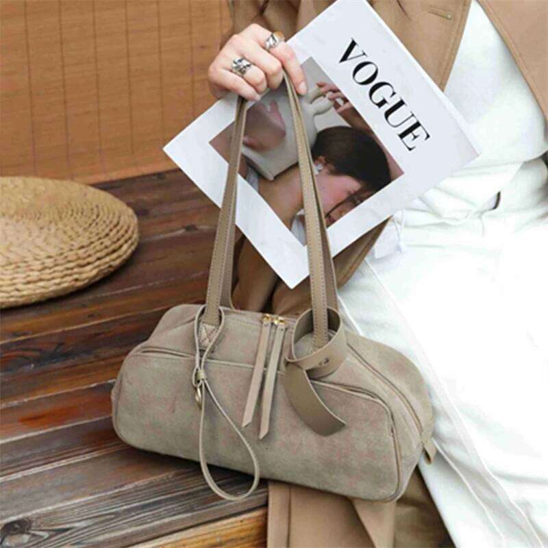 Hifashion Korean Suede Genuine Leather Underarm Shoulder Bags For Women Designer Pillow Totes Office Ladies Handbags