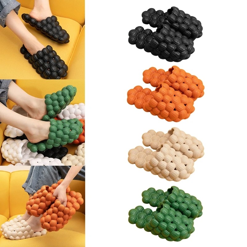 Women Foot Massage Sandals Couple Summer Home Indoor Bathroom Non Slip Slippers Bubble Sandals Unisex Soft Sole Thermo-Changing Spa Footwear Ideal