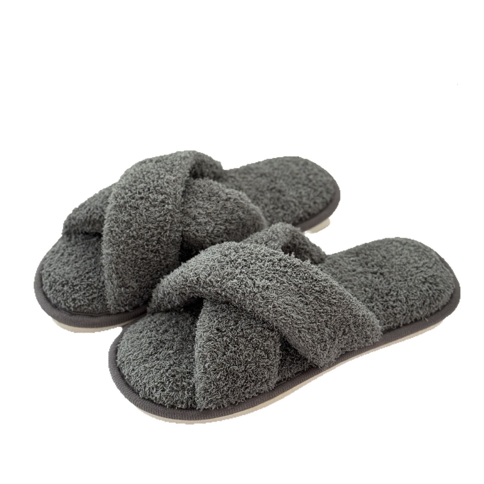 Fluffy Cross Open Toe Slippers Home Comfortable Lazy Slip-On Beauty Salon ddmymarket