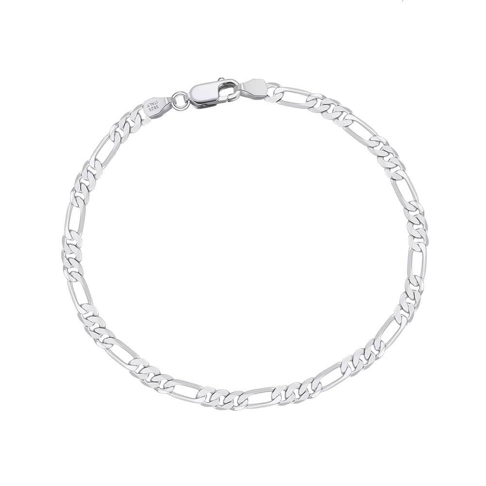 RINNTIN BSB6633 Solid 925 Sterling Silver Italian 33mm DiamondCut Figaro Chain Bracelet for Women Men Made in Italy