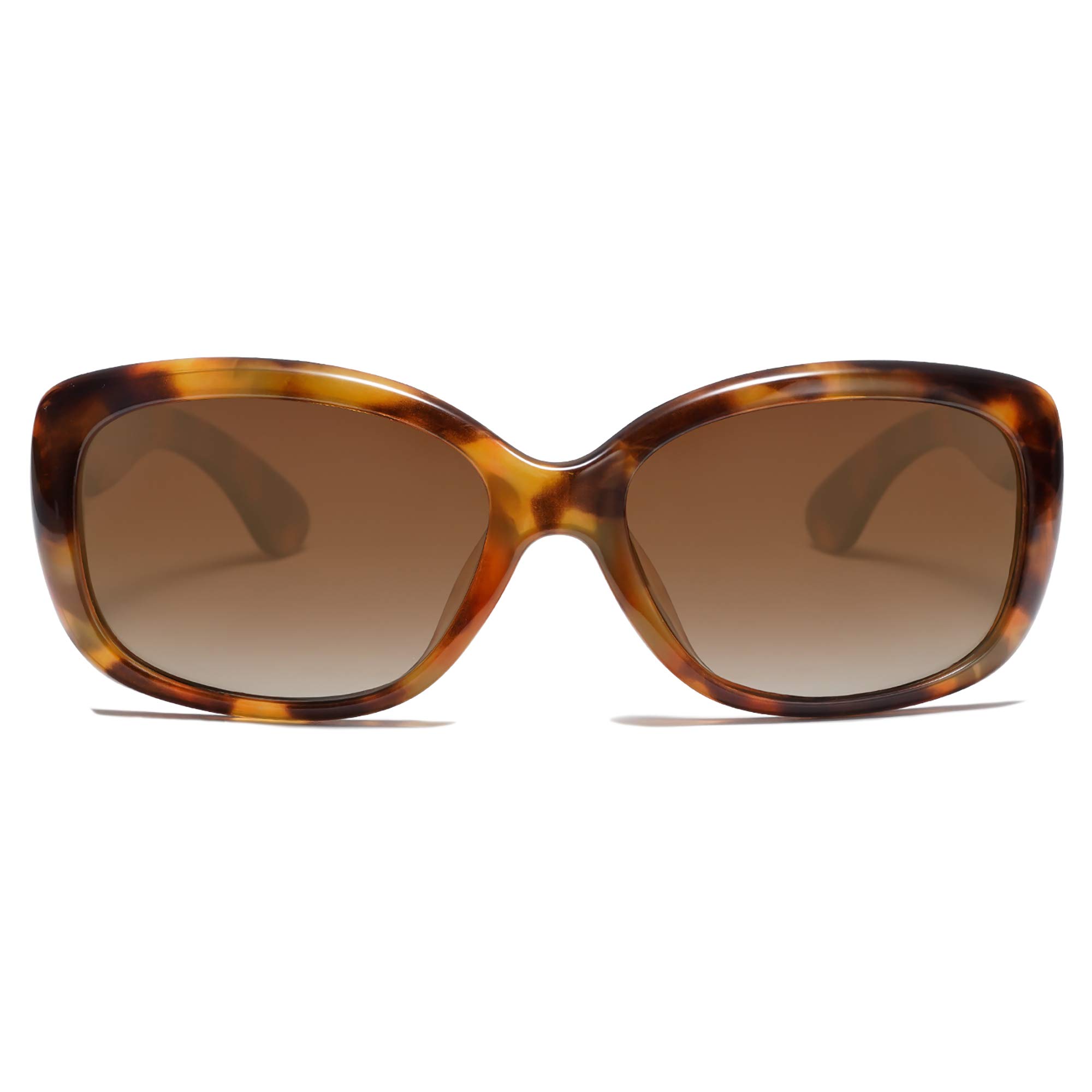 Vintage Square Sunglasses For Women Polarized Havana Frame UV Protection Beach Driving Shades