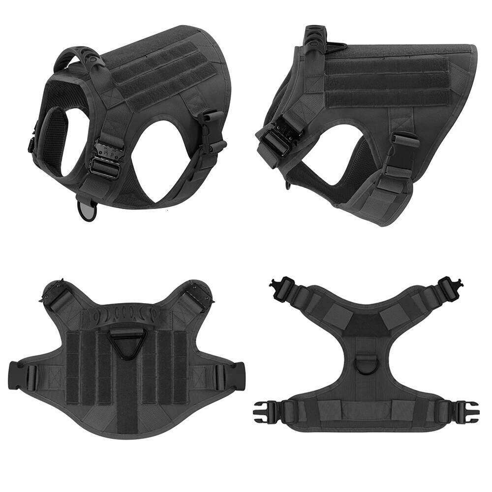 designer brand Large Collar Military Dog Harness Leash Molle Pouches Pet Training Vest Tactical German Shepherd Harnesses Dogs Accessories