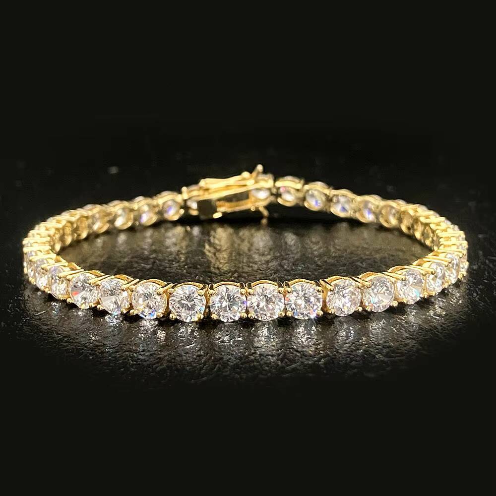Tennis Bracelet 18K Gold S925 Sterling Silver Custom Cz Moissanite Lab Grown Diamond Tennis Hand Bracelet for Women Men