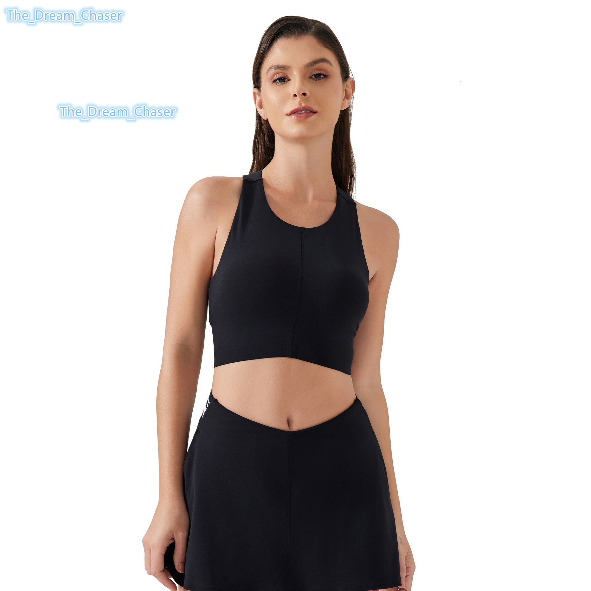 Womens HighIntensity Sporty VestStyle Running Sports Fitness Bra New Summer Yoga PushUp Bra AdjustedStraps Solid D25020