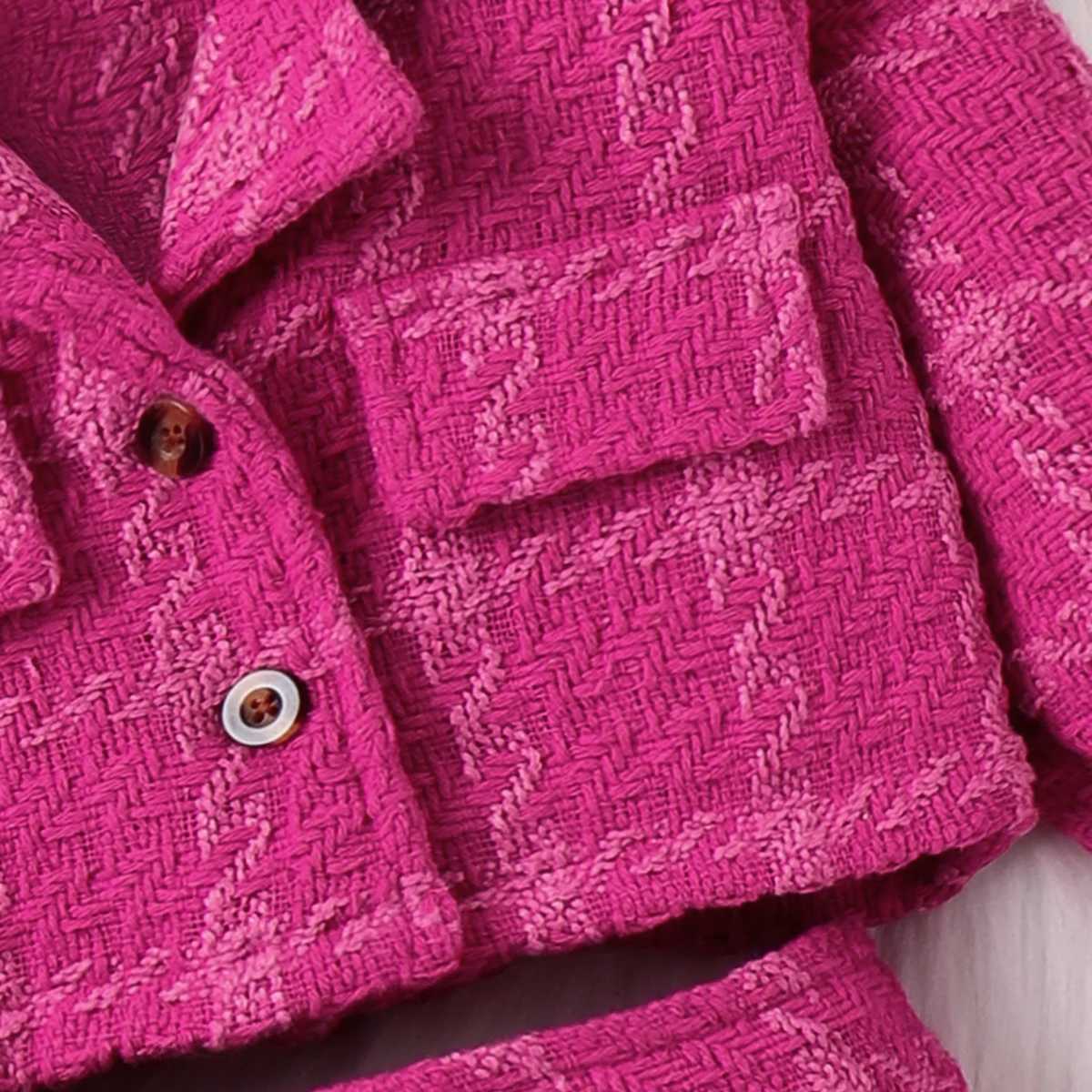 3pcsToddler Girls Solid Color Classic Grid Houndstooth Suit Dress Set with Hat L250926X5D2