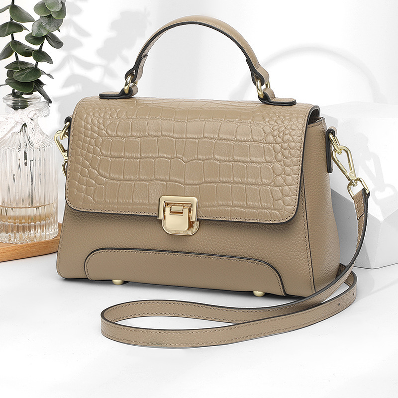 Genuine leather crocodile pattern shoulder bag 2025 new designer handbag crossbody bag