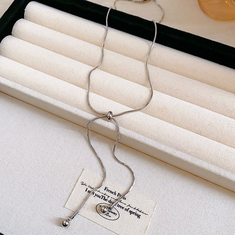 Silver - Toned Adjustable Snake Chain Necklace With Ball Accents Delicate Daily & Versatile Jewelry Gift For Her High - Quality And Stylish Accessory