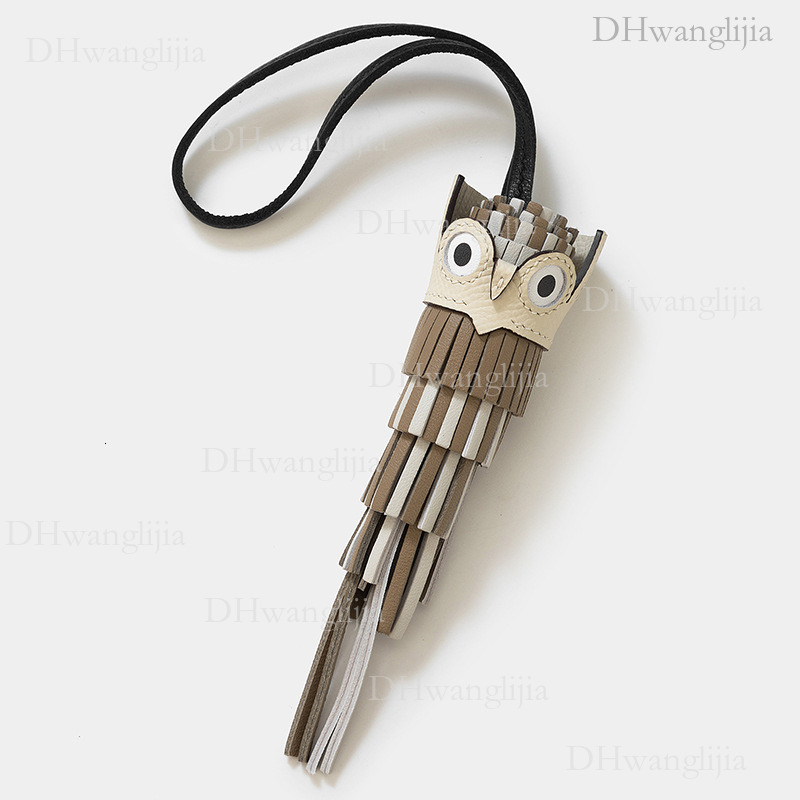 DH Luggage Accessories Live Sheepskin Tassel Owl Handmade Sewn Bag Key Car Accessory Pendant