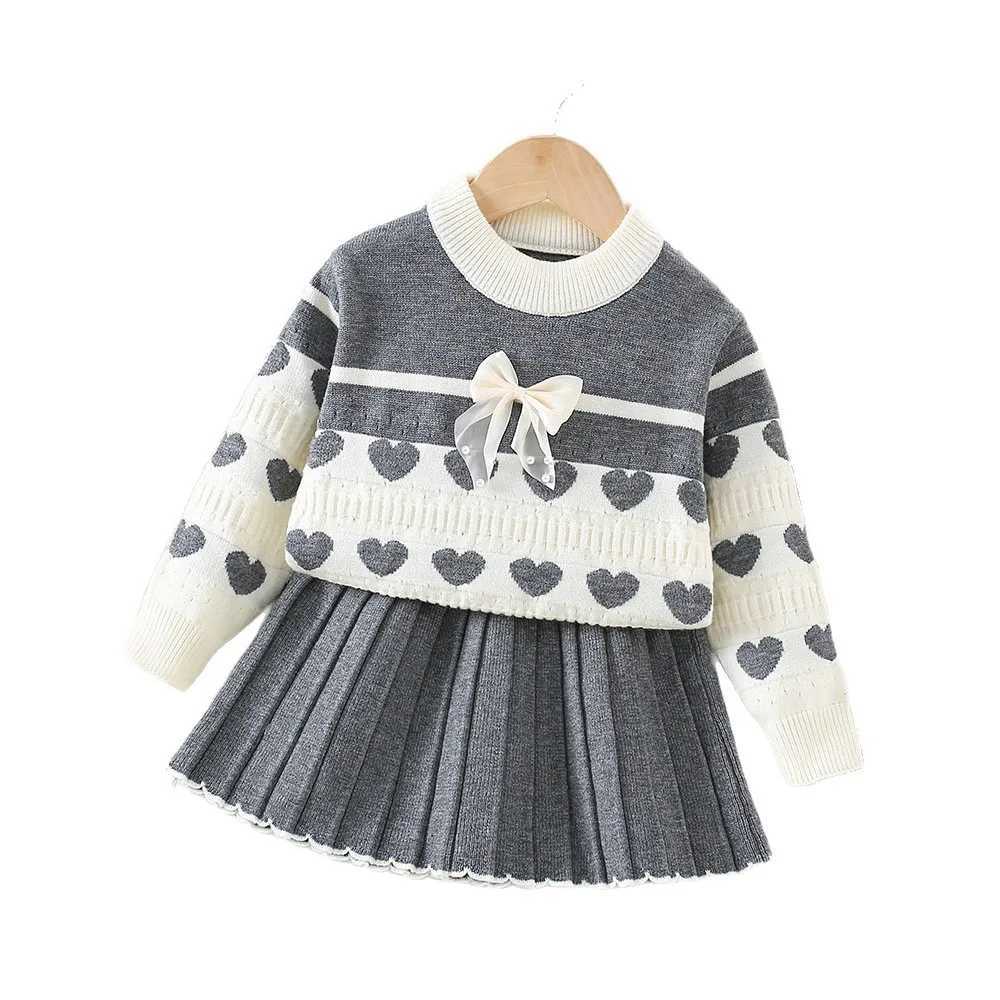 Girls Knitted Clothes Sets Spring Autumn Children Woolen Jersey Sweaters Coats Skirts Kids Princess Dress Suit For Baby Outfits L250926HEN0