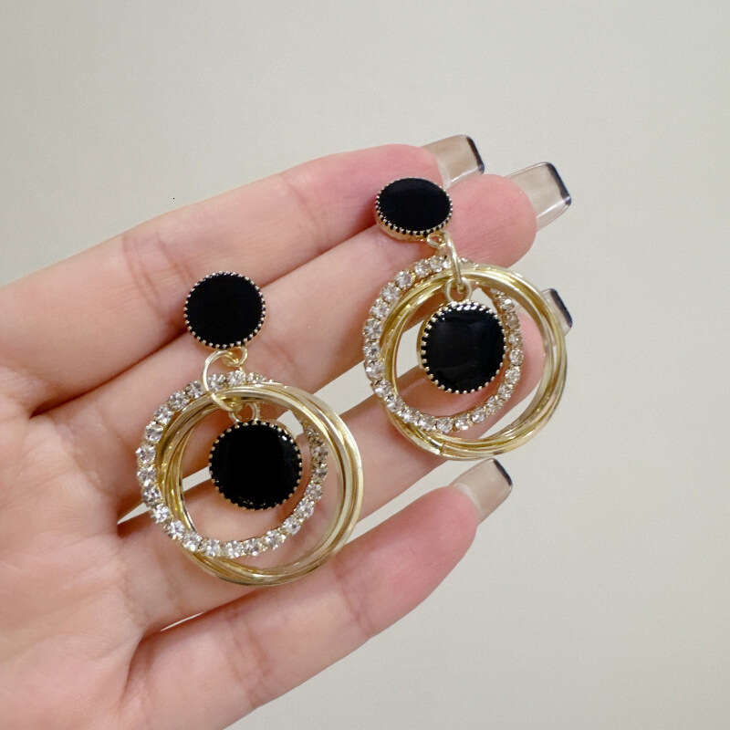 2025 New Trendy Korean Style Ins Personality Stud Long Circle Drop Earrings