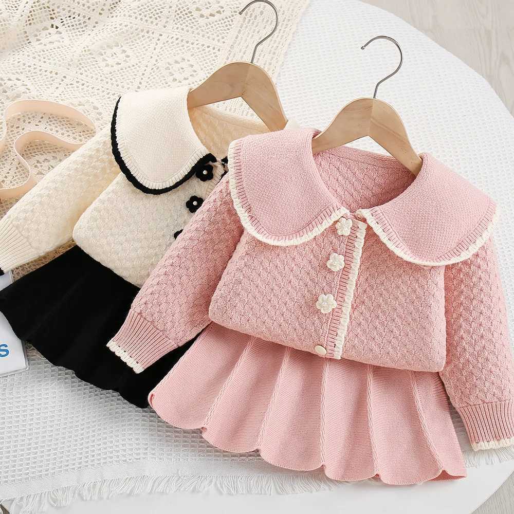 Girls Dress Clothes Sets Spring Autumn Children Woolen Jersey Sweaters Coats Skirts Kid Princess Suit For Baby Knitted Outfits 6 L250926SQ6D