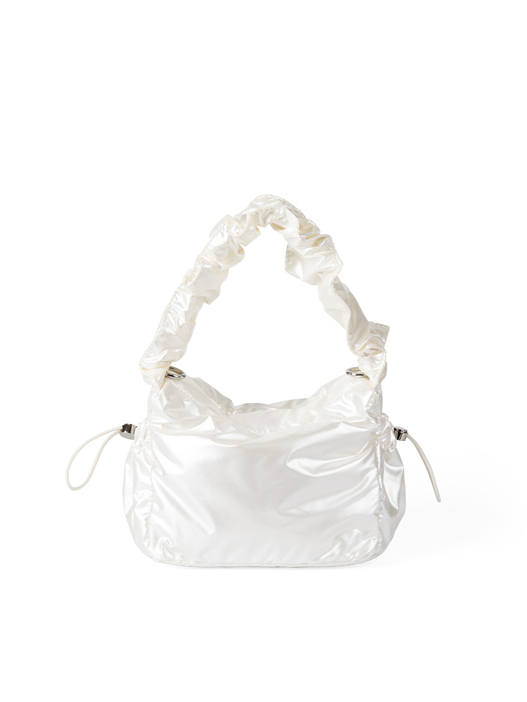 Korean-Style Niche Design Silk-Like Drawstring Pleated Crossbody For Women Fashionable And Versatile Shoulder & Armpit Bag