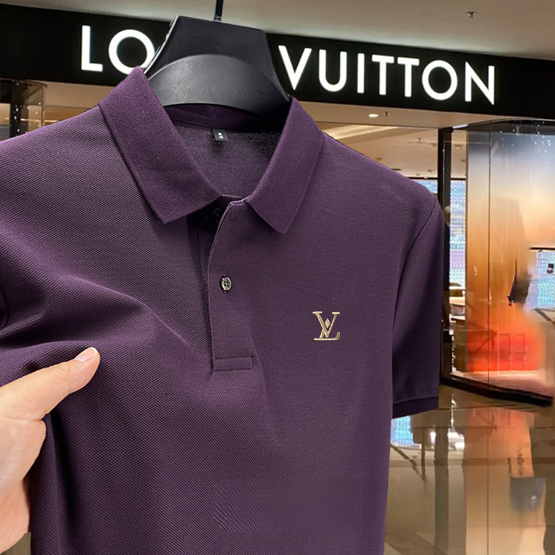 New Men's Designer T Shirt Turn-down Collar Half Sleeve Light Luxury Trendy Brand Embroidered Tops Men's Short Sleeve POLO Shirt T-shirt Bla