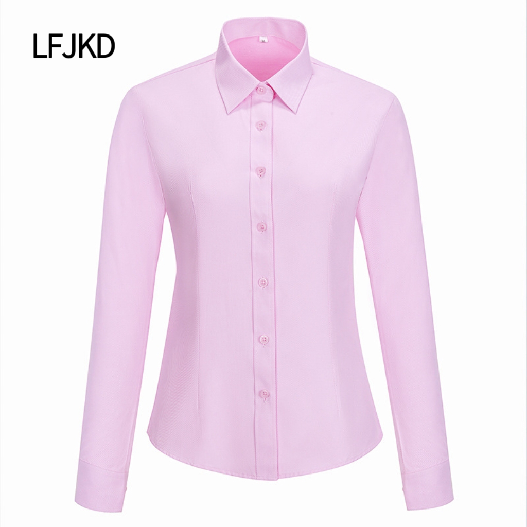 K2259 New autumn and winter women's long-sleeved shirts, 100% cotton, no-iron fabric, formal business shirts, small batches available