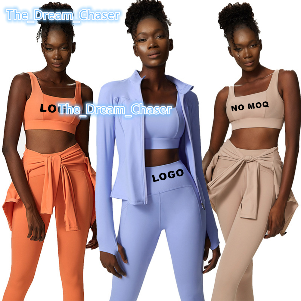 2022 Sports Apparel Ropa Deportiva Gym Outfit Yoga Suits Fitness Jacket 3 Pcs Women Active Wear Set