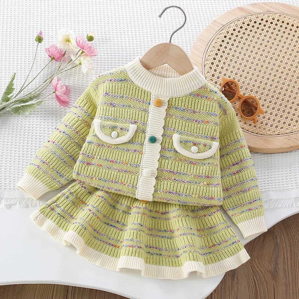 Princess Girls Tweed Christmas Knitting Sets Children Halloween Kids Fall Classic 2Pcs New Suits Luxury Winter Fashion Outfits L250926IAL4
