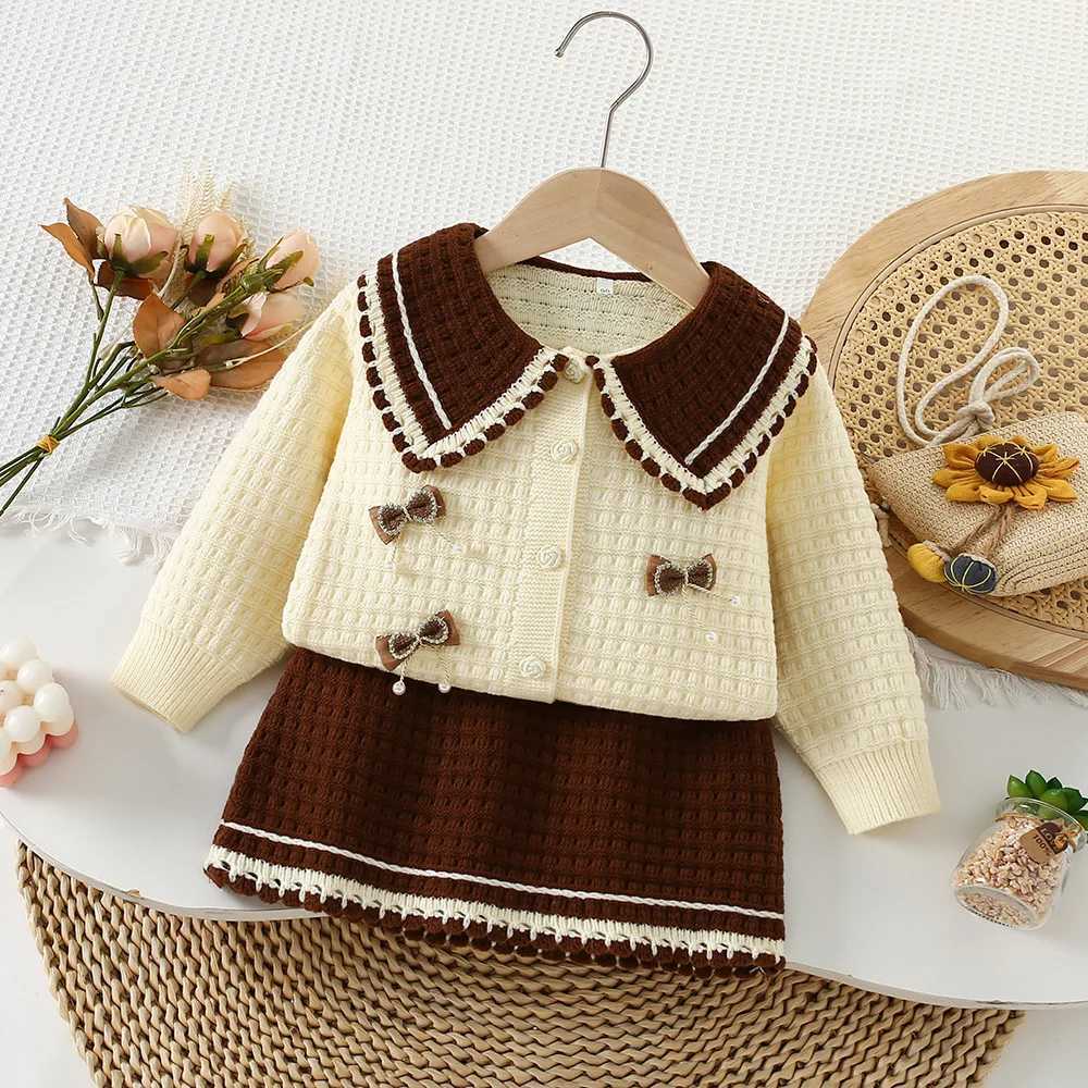 Girls Dress Clothes Sets Autumn Winter Children Woolen Jersey Sweaters Coats Skirts Kids Princess Suit For Baby Knitted Outfits L250926PXGQ
