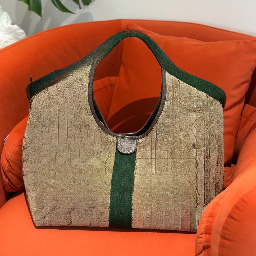 Top Quality Designer Giglio Bag Large Capacity Tote Bag Designer Metal Splicing Striped Canvas Shopping Bag Women's Luxury Shoulder Bag