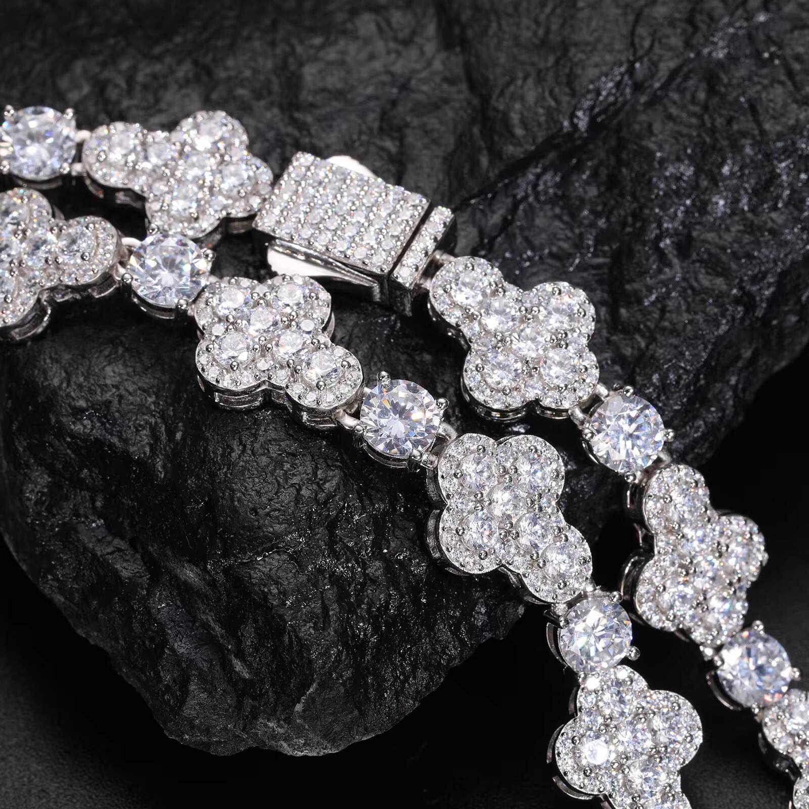 New Design Men Party Jewelry 925 Sterling Silver Tennis Necklace Custom Moissanite Diamond 10mm Cross Halo Cuban Link Chain