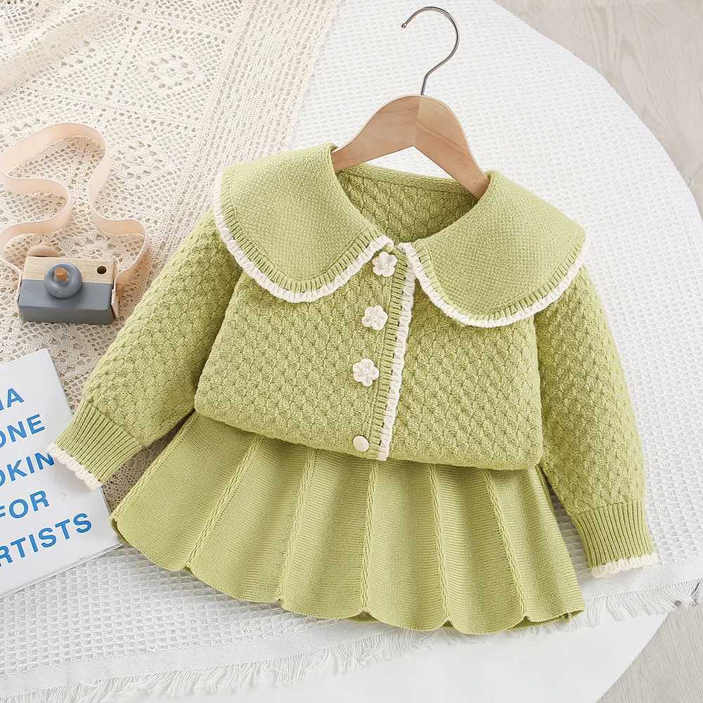 Girls Dress Clothes Sets Spring Autumn Children Woolen Jersey Sweaters Coats Skirts Kid Princess Suit For Baby Knitted Outfits 6 L250926SQ6D