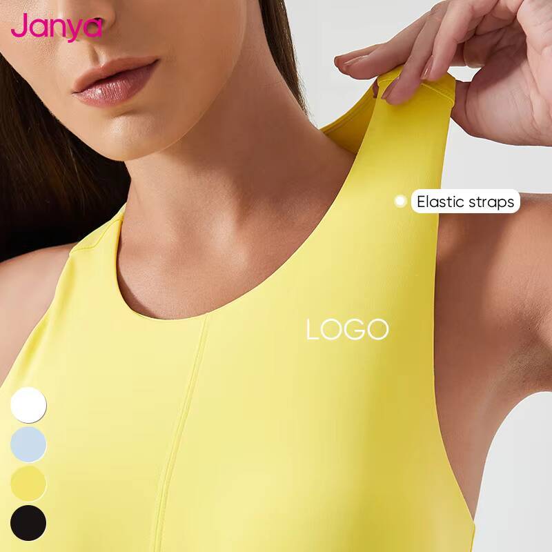 Janya 2025 Women Breathable High Neck Racerback Removable Pads Workout Gym Fitness Tank Top High Support Yoga Sports Bra Adults