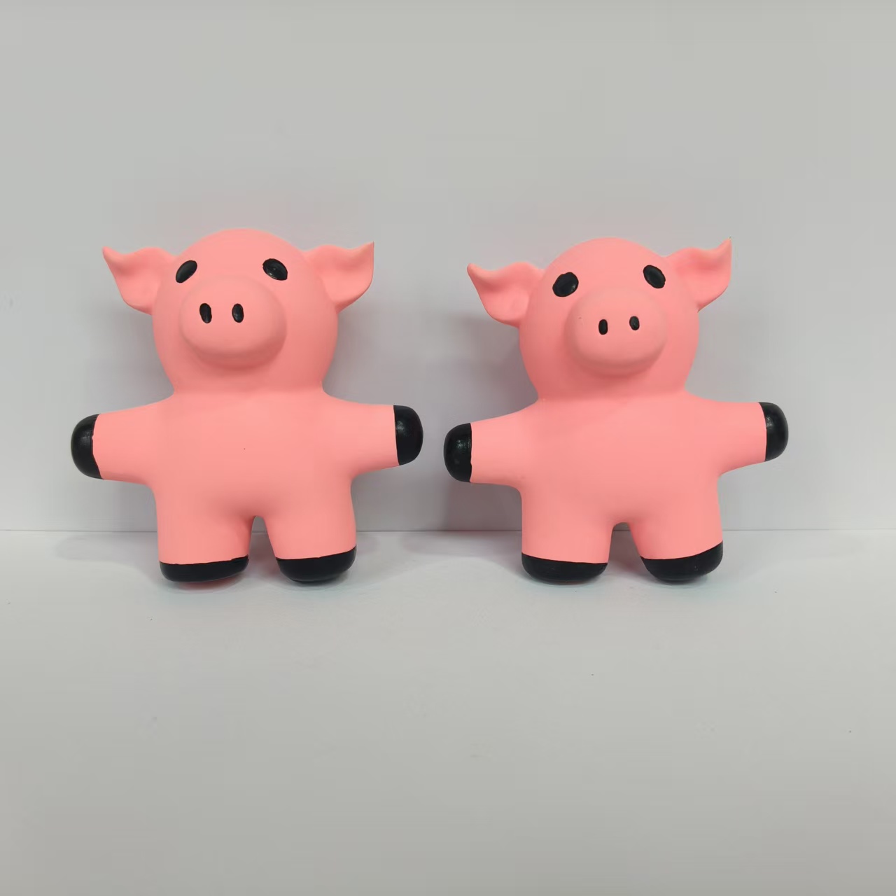 Latex Interactive Pig Dog Toy Soft Natural Rubber Sound Pink Squeaky Canine Pet Toys with Bright Colors for Small and Medium Dogs 2pcs/Pack