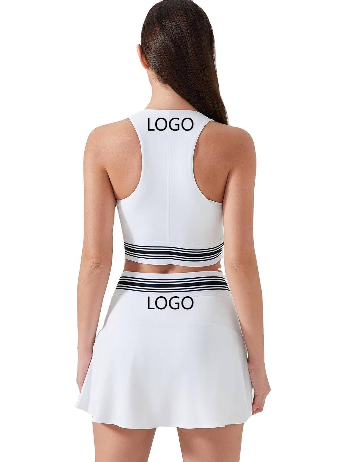 Womens Fashion ColorBlock Athletic Skort Set Shockproof and Supportive Yoga Bra Outdoor Fitness Tennis Skort with Liner Set