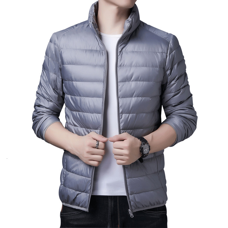 2025 New Lightweight Down Jacket Men's Hooded Stand Collar Short Large Size Men's Clothing for Middle-aged Lightweight Thin Style