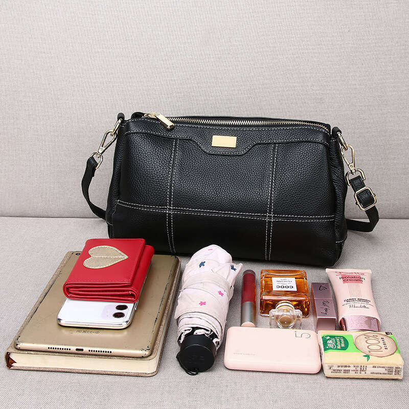 designer bag Luxury bag Women's Guangzhou Genuine Top Layer Cowhide Stitched Soft Leather Single Shoulder Crossbody Multi-Compartment Small Squar