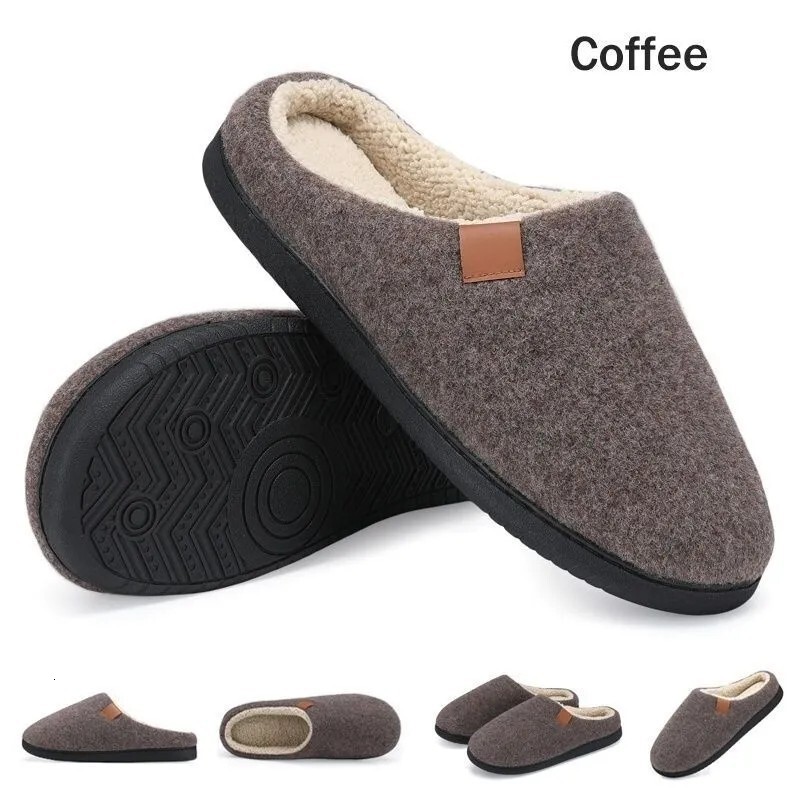 Winter Warm Flat Round Anti-Wool Fleece Stitched Shoes Extra Large Slippers Size 50 Memory Foam ddmymarket