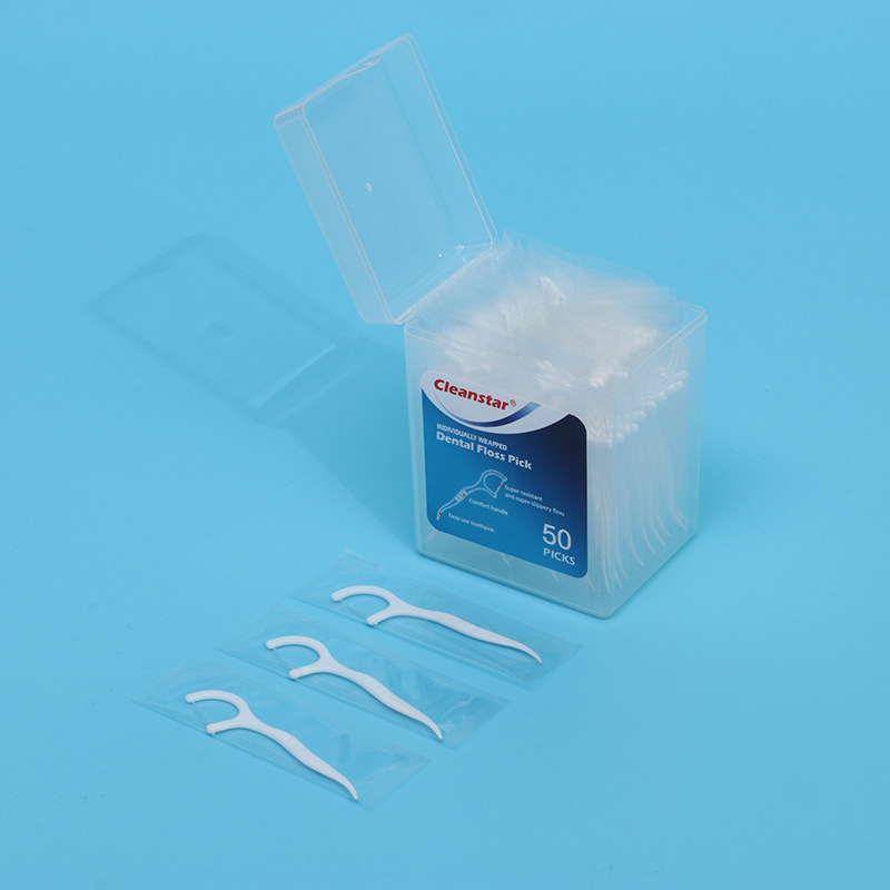 Family-Size Plastic Toothpicks 50-Count Dispensing Box with Individual Packaging Dental Floss Pick
