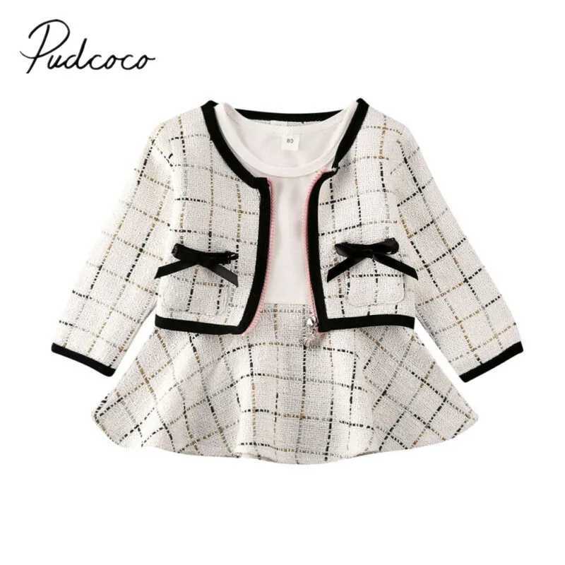 2020 Baby Spring Autumn Clothing Winter Toddler Baby Girls Clothes Plaid Coat TopsTutu Dress Formal Party Elegant Outfit Set L250926ID7J