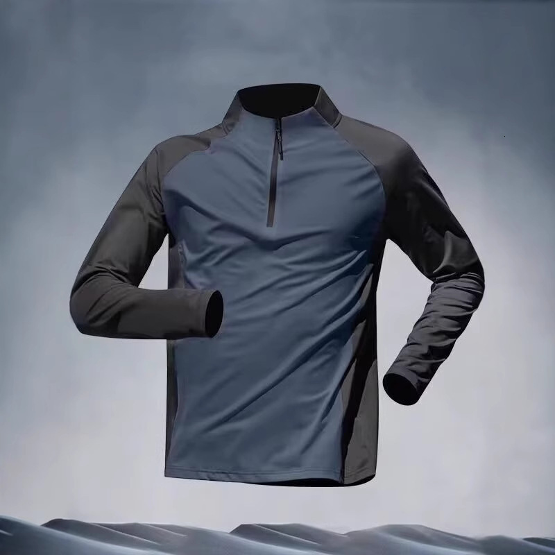 Men's Sports Thin Breathable Autumn Winter Running Training Long Sleeve Top Outdoor Hiking Quick-Dry T-Shirt Loose Fit Sports