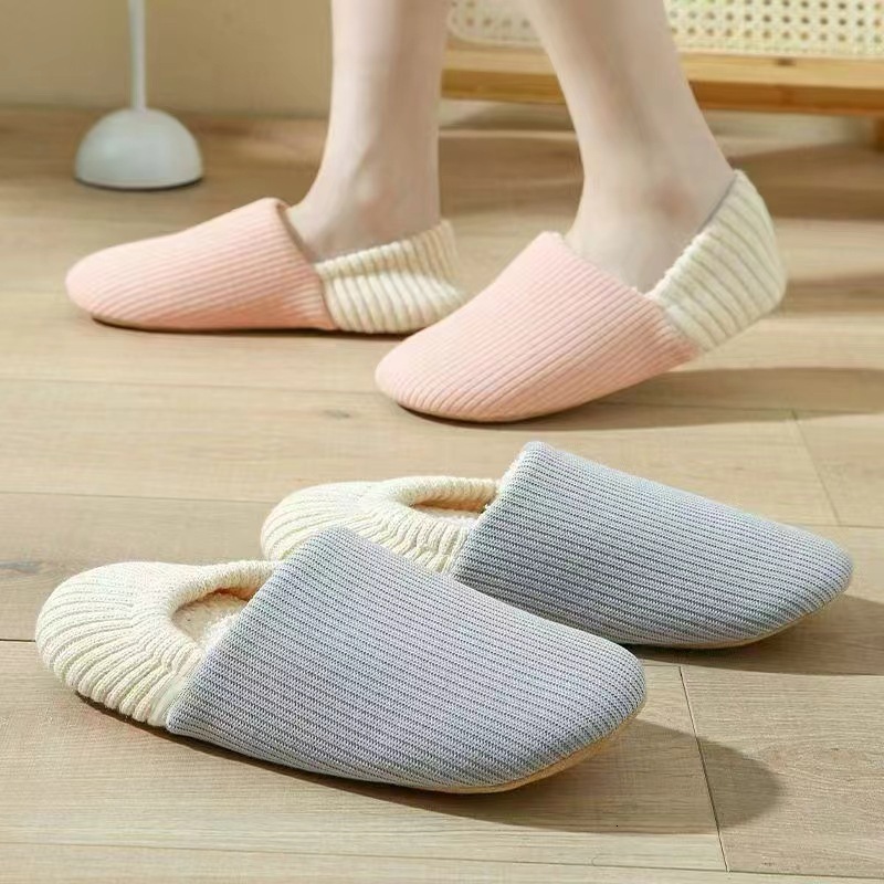 Spring Autumn Japanese Style Indoor Home Soft Sole Silent Couple Cotton Slippers for Men and Women ddmymarket