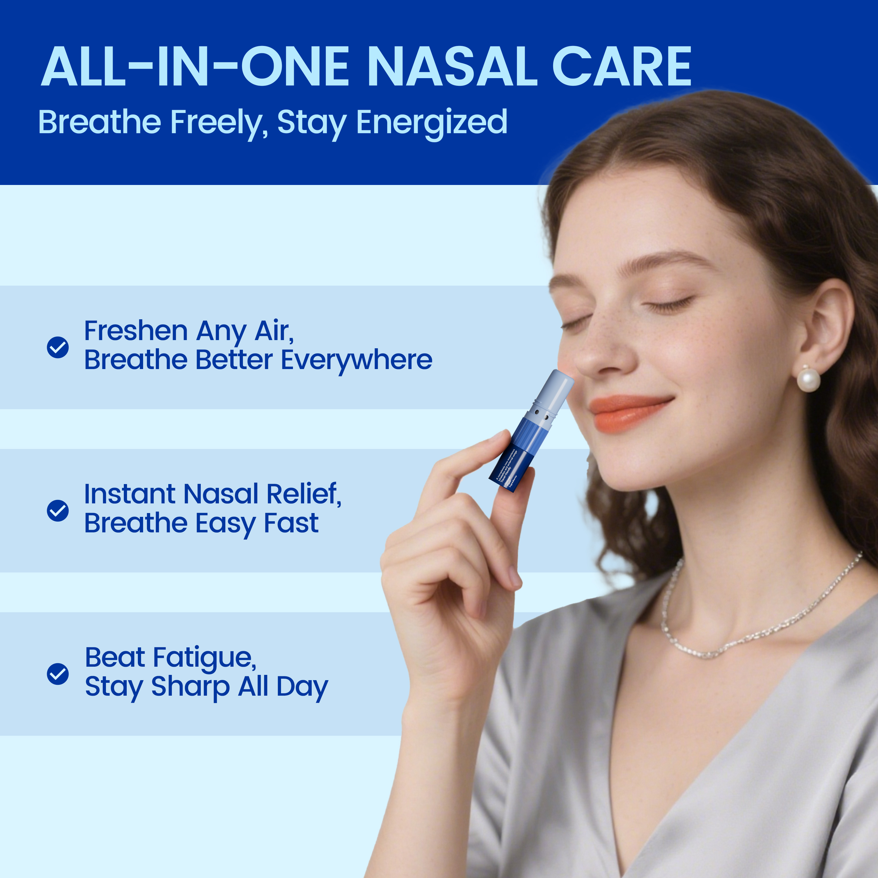 CEELIKE Nasal Stick - Mint Flavor, 3 Sticks per Pack, Natural Plant Ingredients for Refreshing Relief and Energy Boost