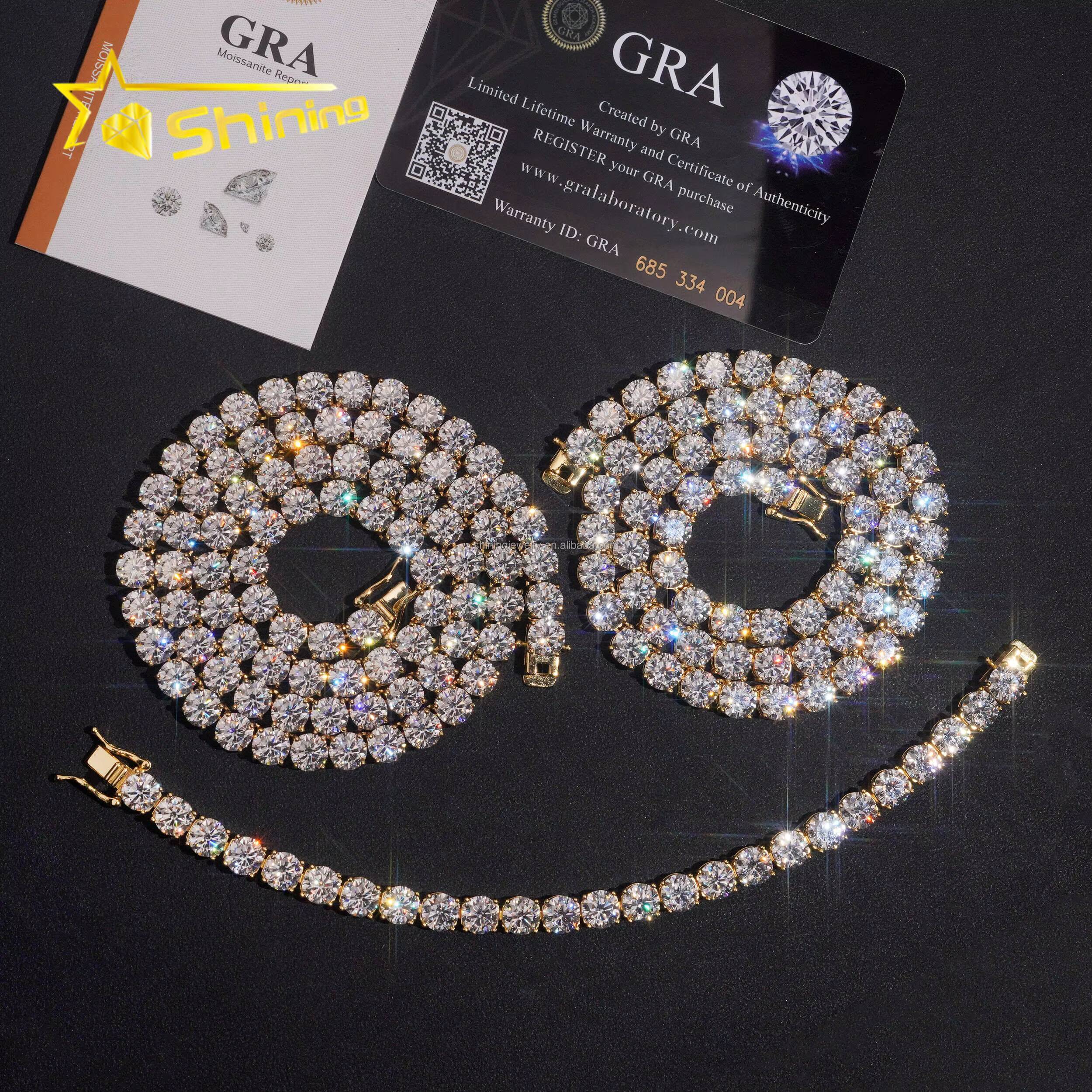 Wholesale 65MM Hip Hop Iced Out S925 Sterling Silver DVVS Lab Diamond Moissanite Tennis Chain Necklace Pass Diamond Tester