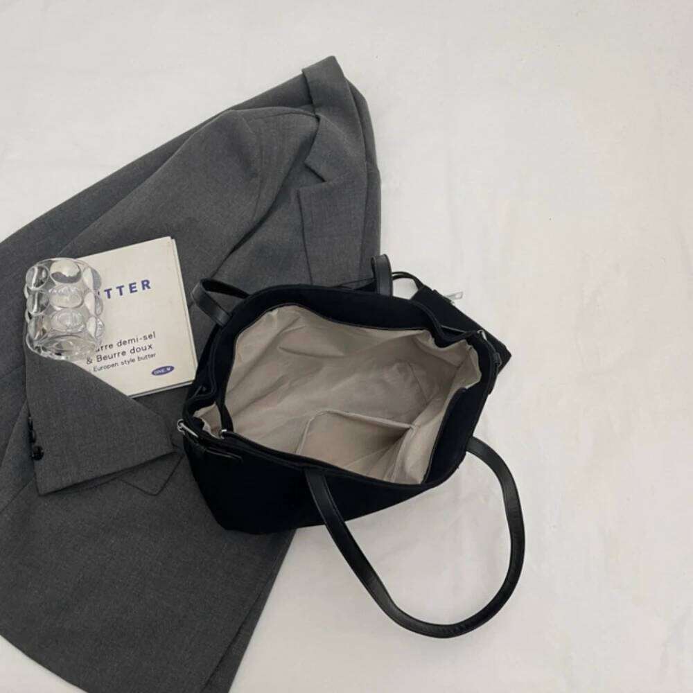 Women Suede Tote Inner Pocket Underarm with Zipper Solid Color Satchel Bag for Work Travel Purses and Handbags