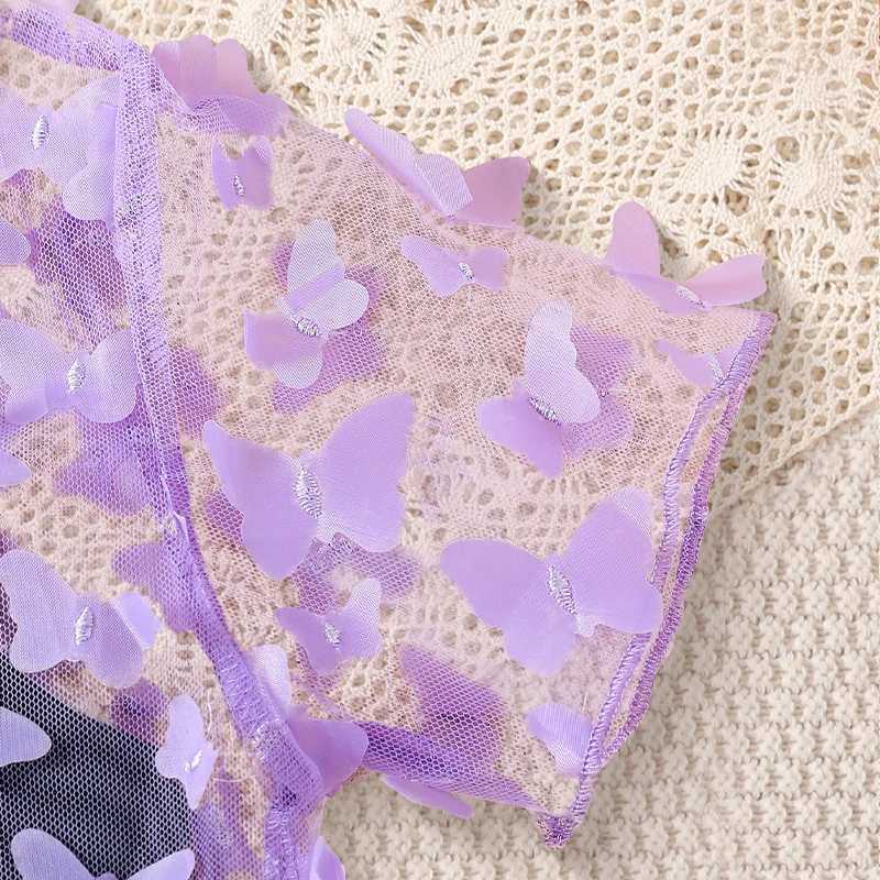 Girls Summer Butterfly 2Piece Dress Tee Set Stretchy Comfortable EasyCare Kidswear L250926WJ3R