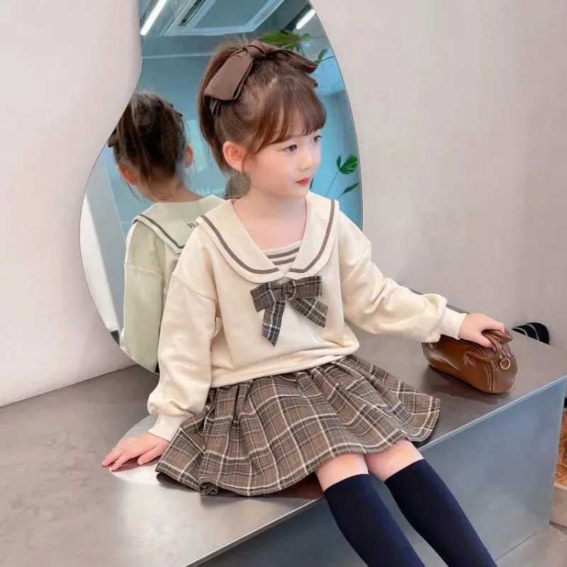 Kids Baby Clothes Girls autumn outfit new childrens college style hoodiepleated skirt twopiece set L250926J4VZ