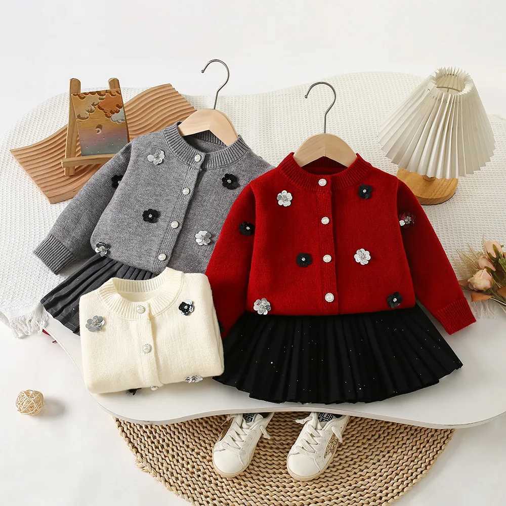 Girls Knitted Clothing Sets Autumn Winter Children Woolen Jersey Sweaters Coats Skirts Kids Princess Dress Suit For Baby Outfits L2509265TBS